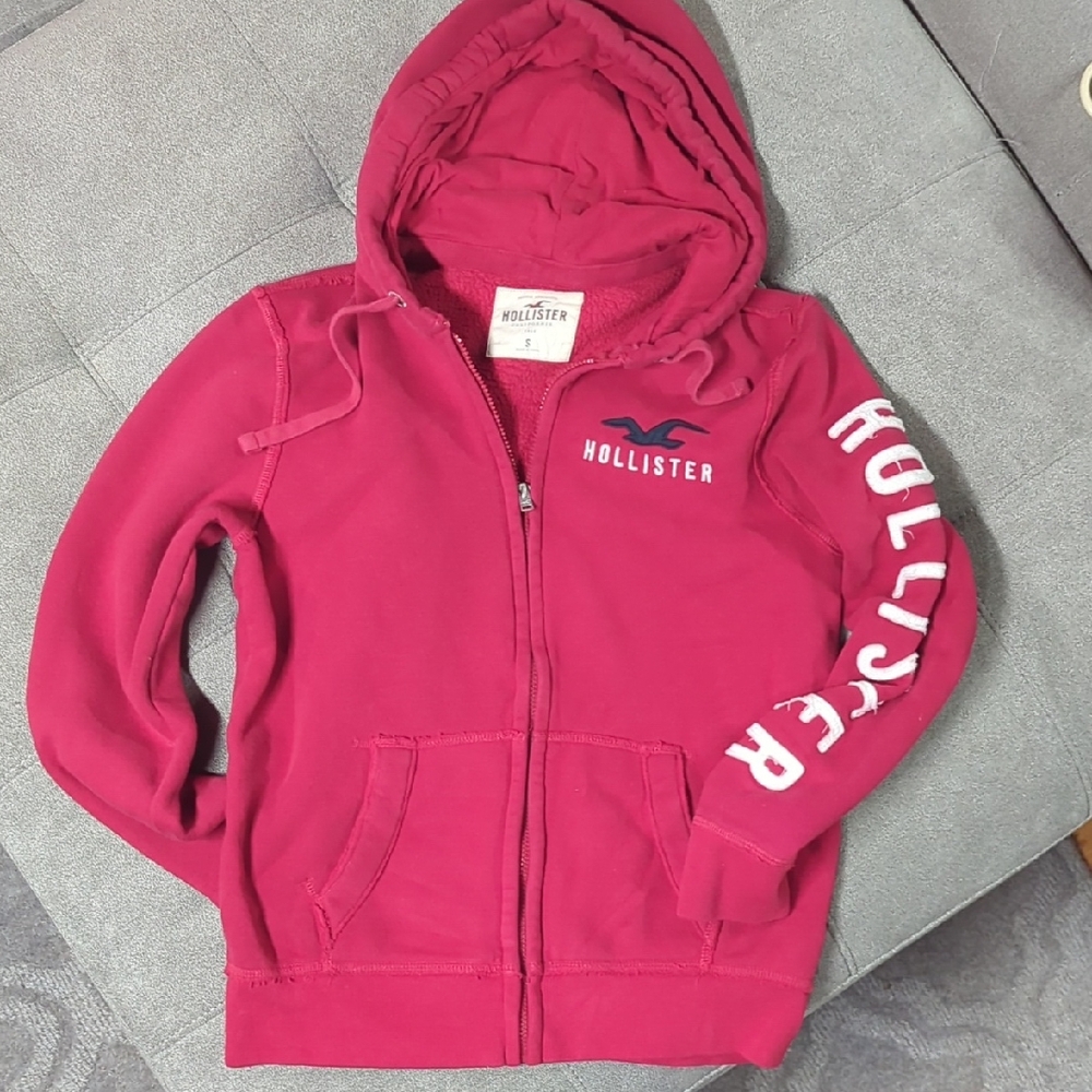 Hollister Burgundy Zip-Up Hoodie